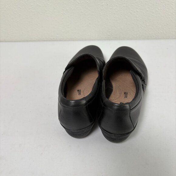 Clarks Collection Slip On Shoes Size 7.5 M Black Leather Casual Everyday Wedge - Picture 3 of 10